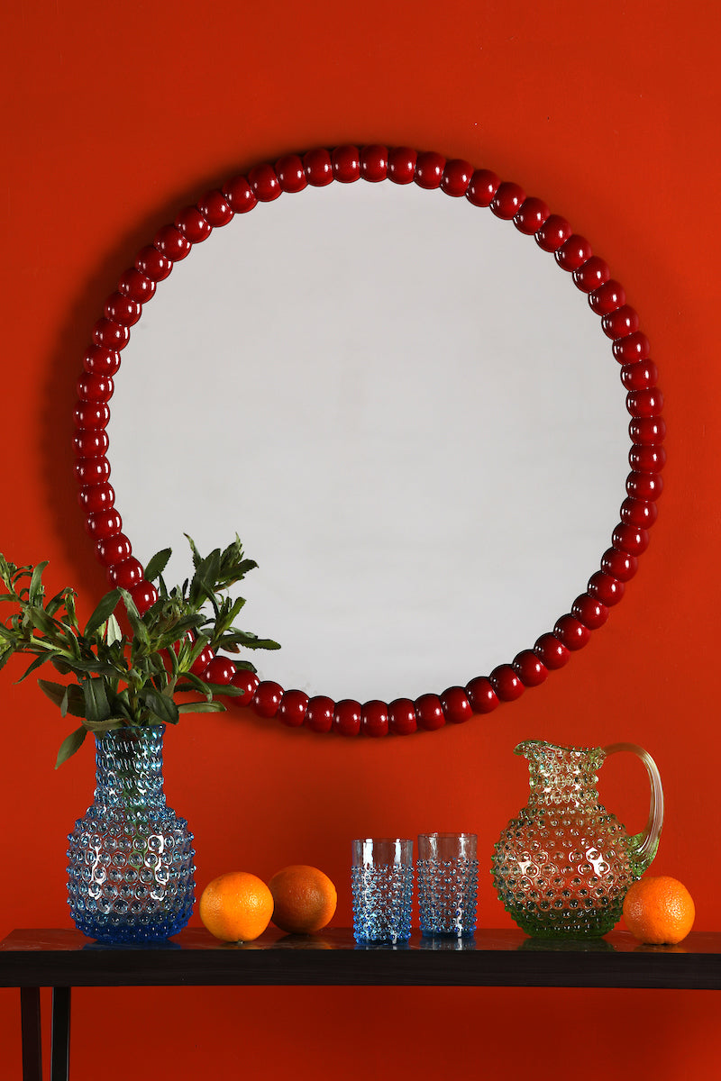 Dar Ruan Round Mirror Red 70cm – from Amos Lighting + Home