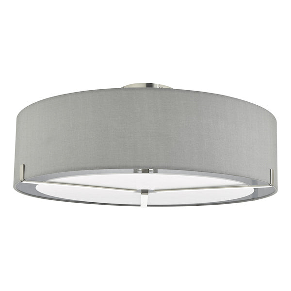 Dar Santino 3 Light Semi Flush Satin Chrome With Grey Shade – from Amos Lighting + Home
