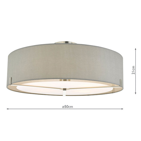Dar Santino 3 Light Semi Flush Satin Chrome With Grey Shade – from Amos Lighting + Home