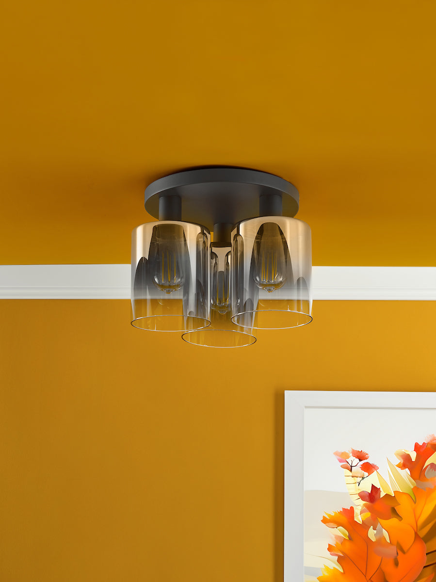 Dar Savannah 3 Light Flush Matt Black and Smoked Glass – from Amos Lighting + Home