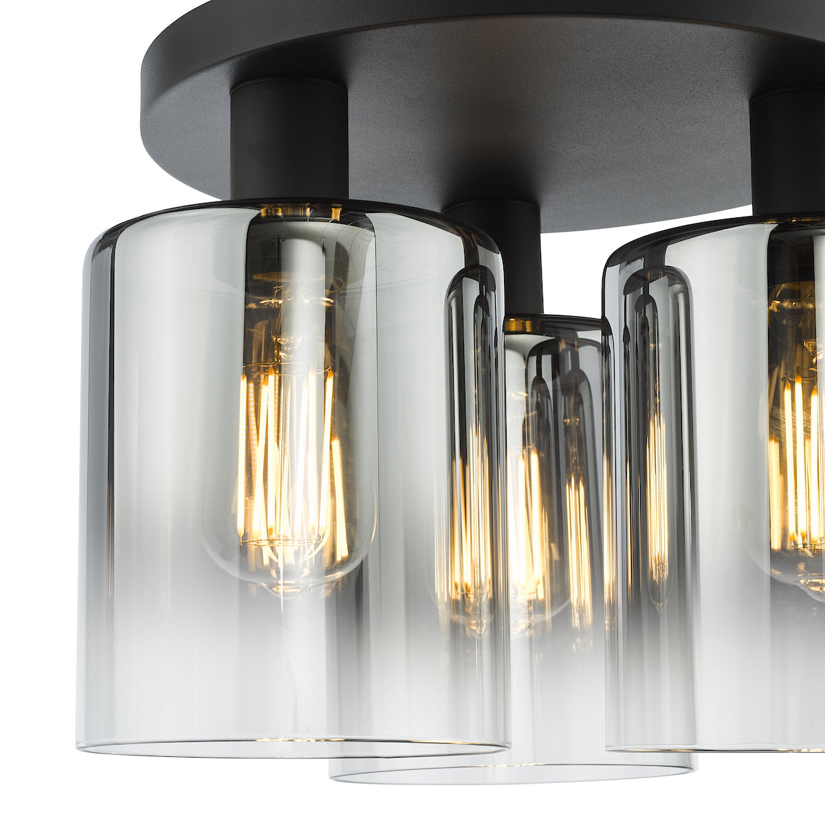 Dar Savannah 3 Light Flush Matt Black and Smoked Glass – from Amos Lighting + Home