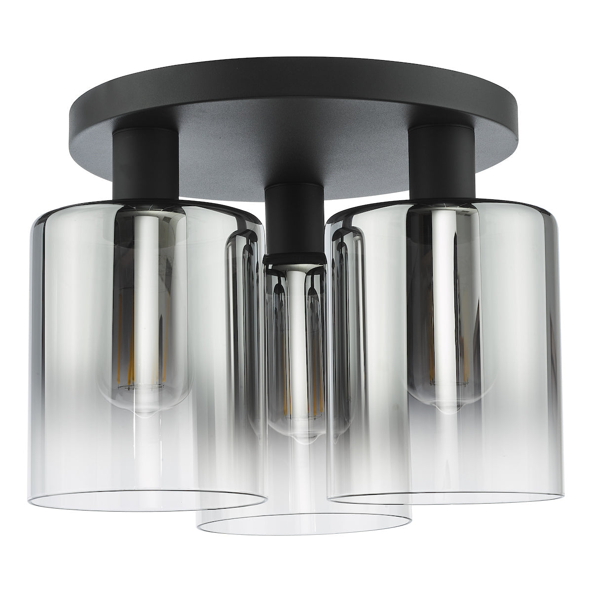 Dar Savannah 3 Light Flush Matt Black and Smoked Glass – from Amos Lighting + Home