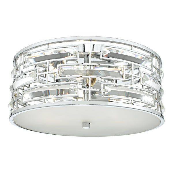 Dar Seville Flush Ceiling Light Polished Chrome Crystal – from Amos Lighting + Home