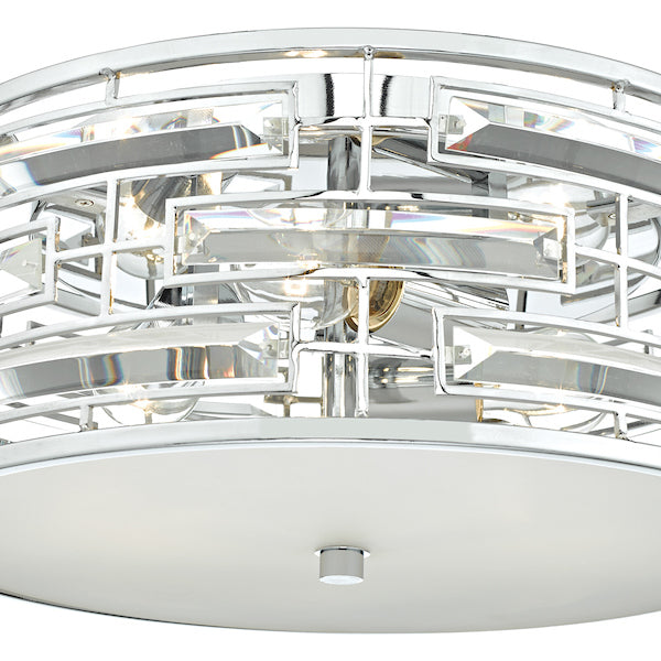 Dar Seville Flush Ceiling Light Polished Chrome Crystal – from Amos Lighting + Home
