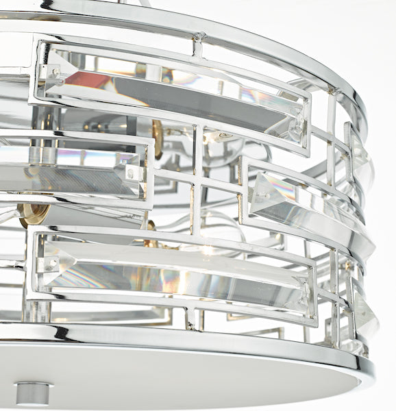 Dar Seville Flush Ceiling Light Polished Chrome Crystal – from Amos Lighting + Home
