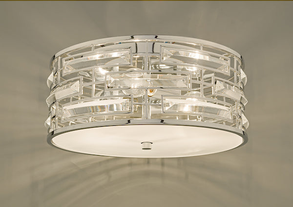 Dar Seville Flush Ceiling Light Polished Chrome Crystal – from Amos Lighting + Home