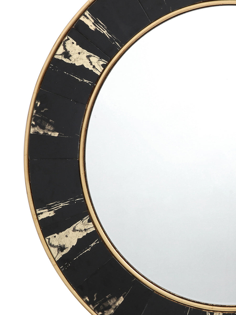 Dar Sidone Round Mirror with Black Gold Foil Detail 80cm – from Amos Lighting + Home