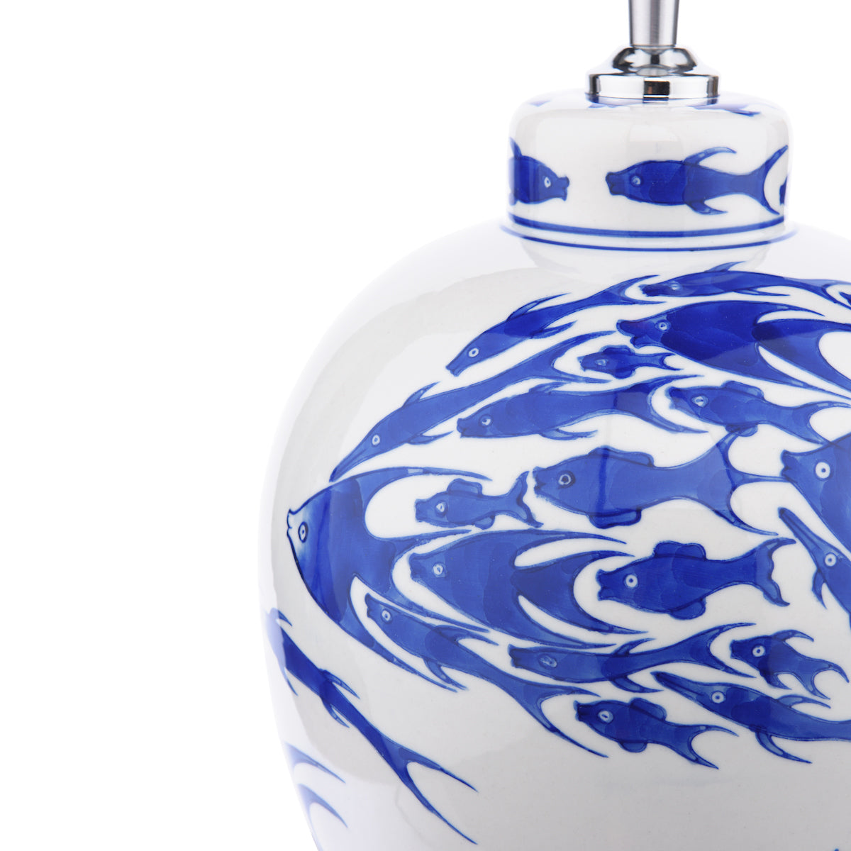 Dar Simone Ceramic Table Lamp Blue & White Fish Pattern Base Only – from Amos Lighting + Home