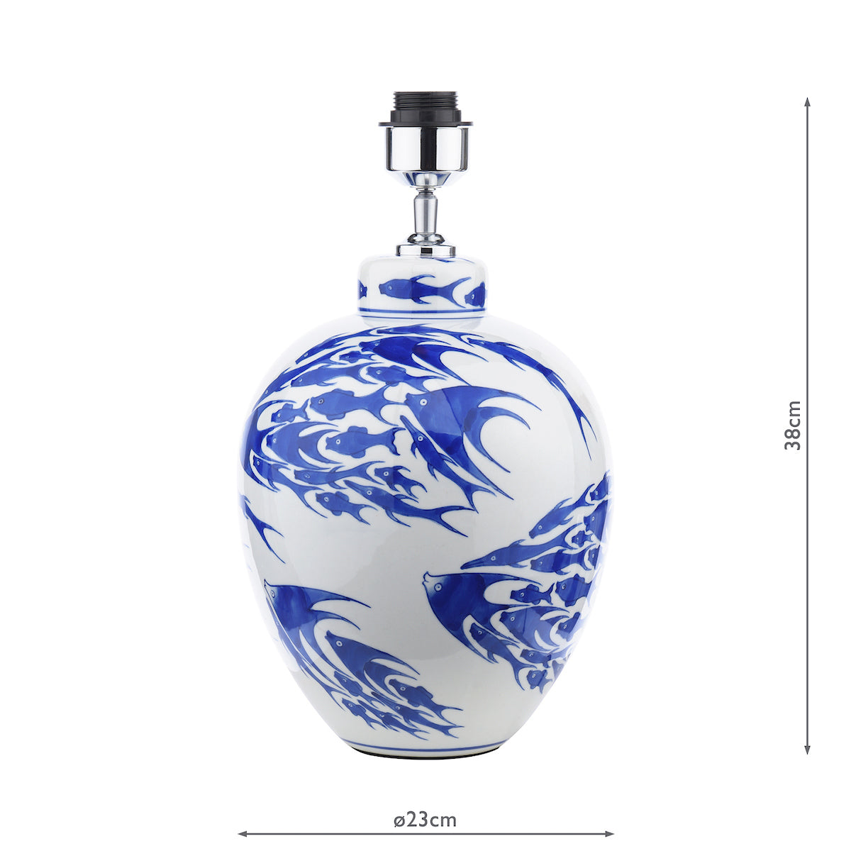 Dar Simone Ceramic Table Lamp Blue & White Fish Pattern Base Only – from Amos Lighting + Home