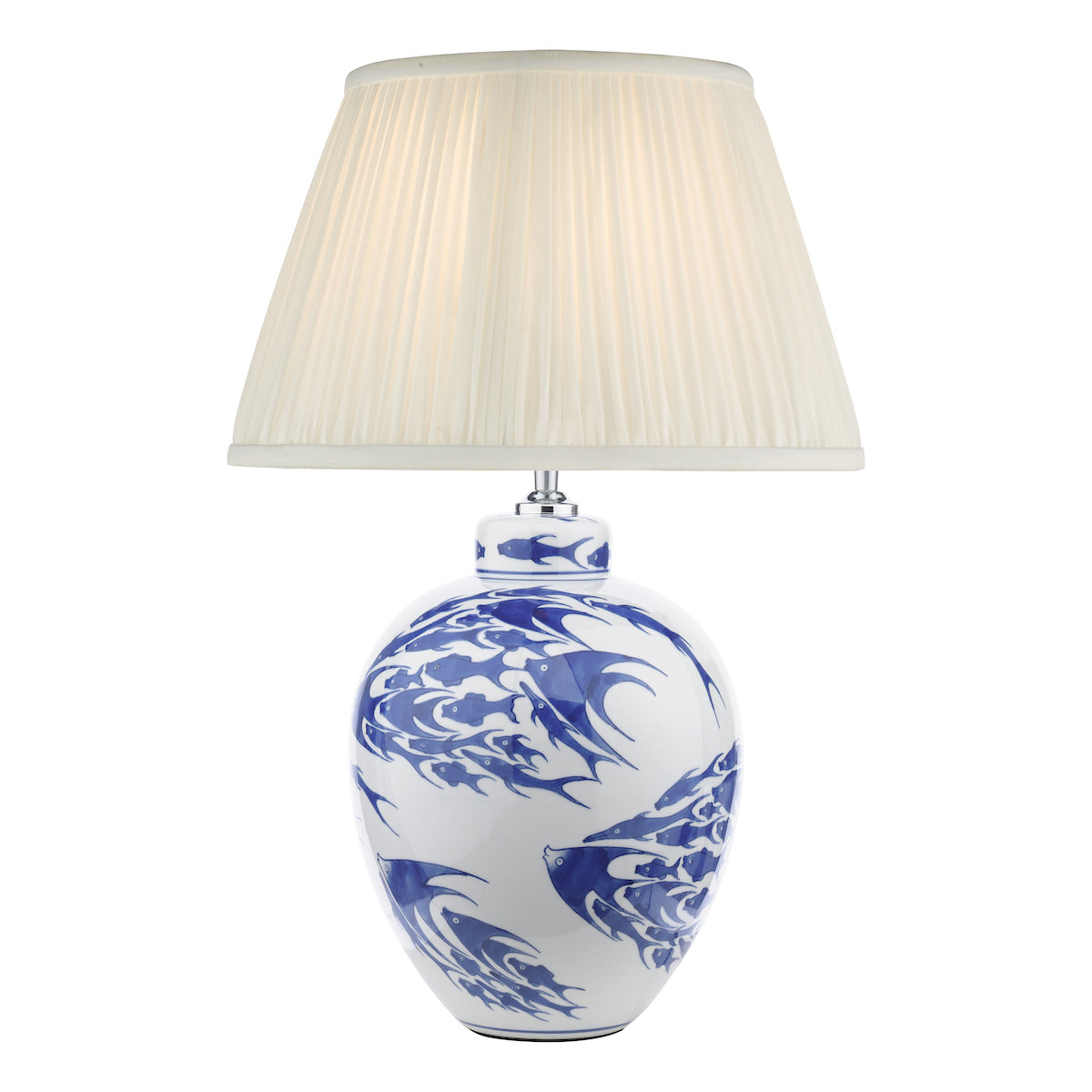 Dar Simone Ceramic Table Lamp Blue & White Fish Pattern Base Only – from Amos Lighting + Home