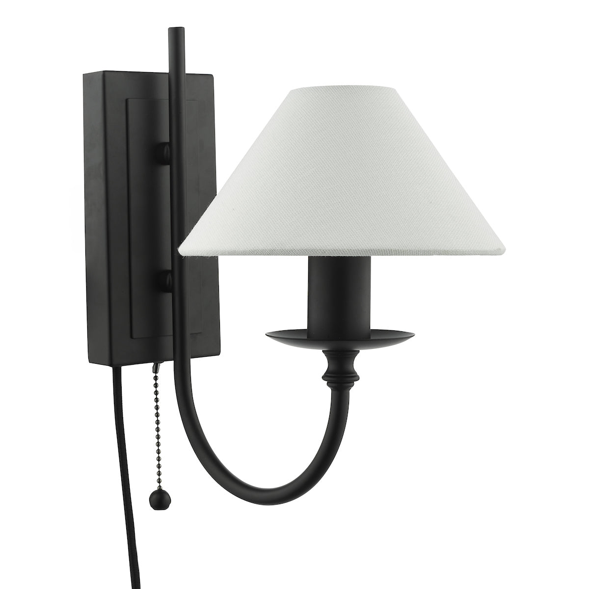 Dar Sivan Plugged Wall Light Matt Black With Shade – from Amos Lighting + Home