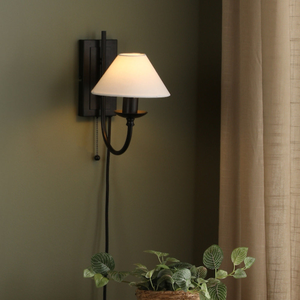 Dar Sivan Plugged Wall Light Matt Black With Shade – from Amos Lighting + Home