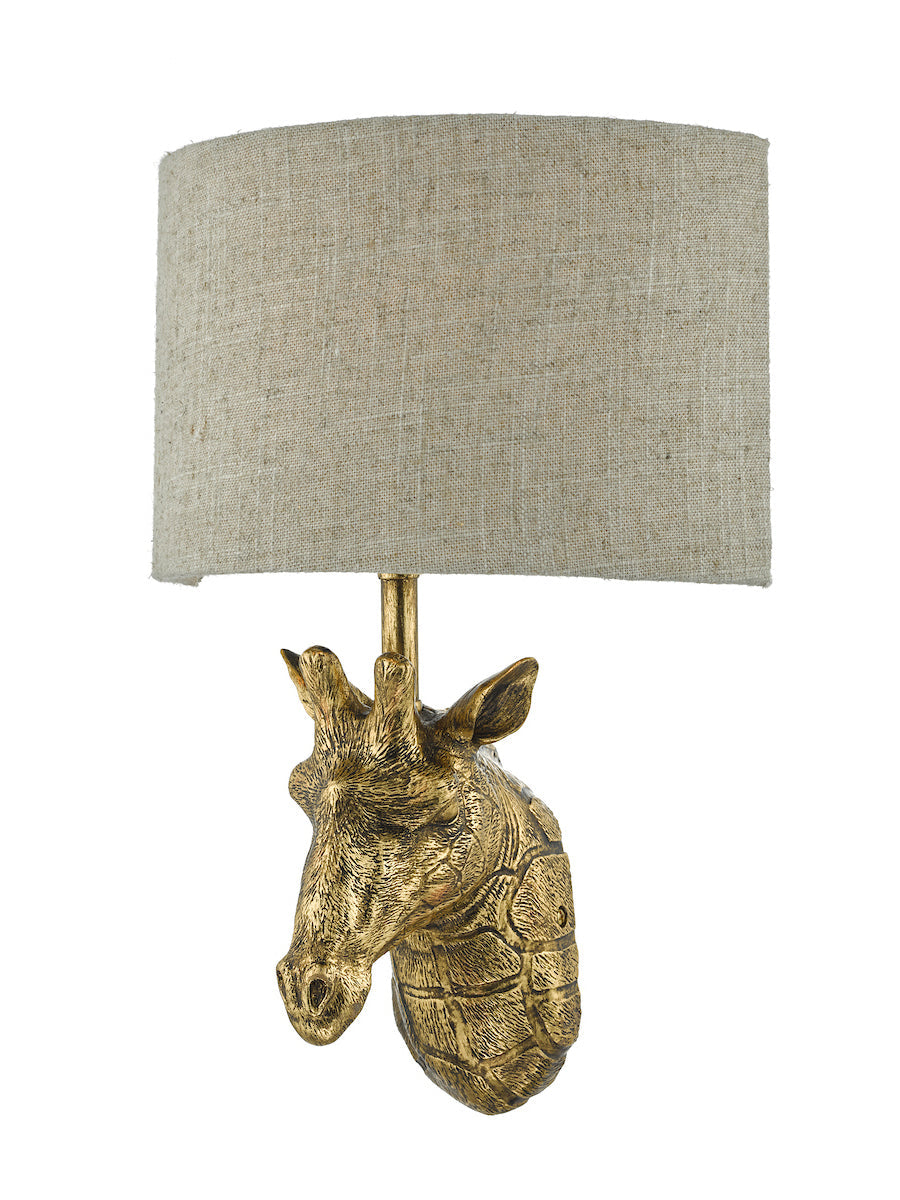 Dar Sophie Giraffe Wall Light Gold with Natural Linen Shade – from Amos Lighting + Home