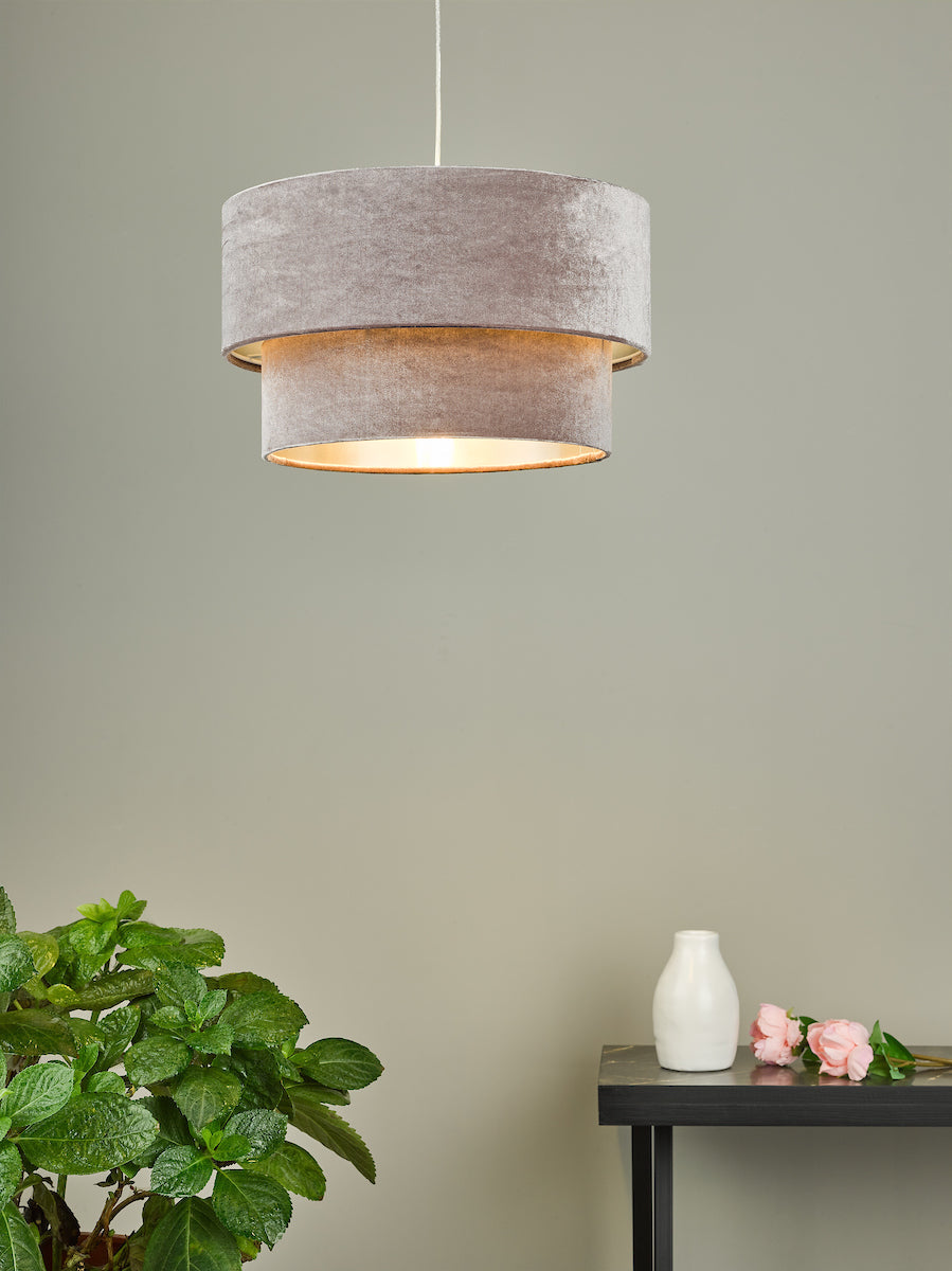 Dar Suvan Easy Fit Tired Velvet Shade Mink With Silver Lining – from Amos Lighting + Home