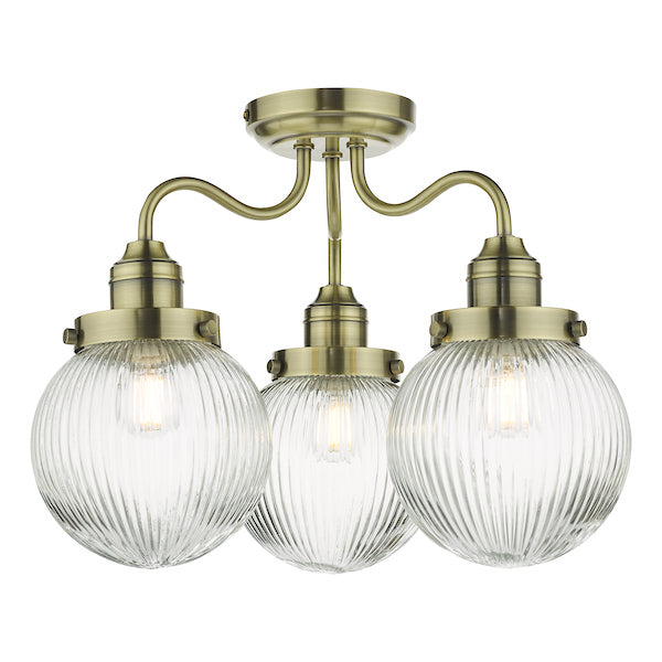 Dar Tamara Bathroom Semi Flush Light Antique Brass IP44 – from Amos Lighting + Home