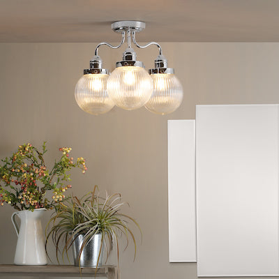 Dar Tamara Bathroom Semi Flush Light, Chrome IP44 – from Amos Lighting + Home