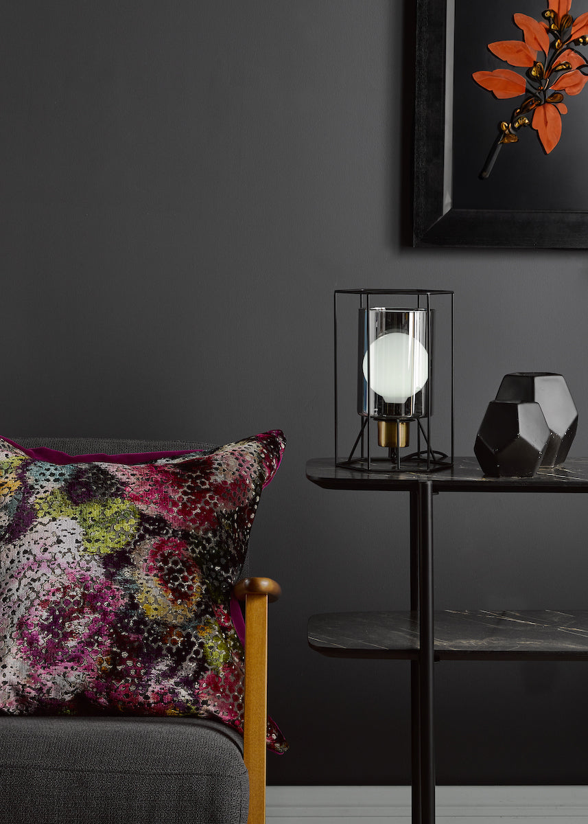 Dar Tatum Table Lamp Matt Black and Smoked Glass – from Amos Lighting + Home