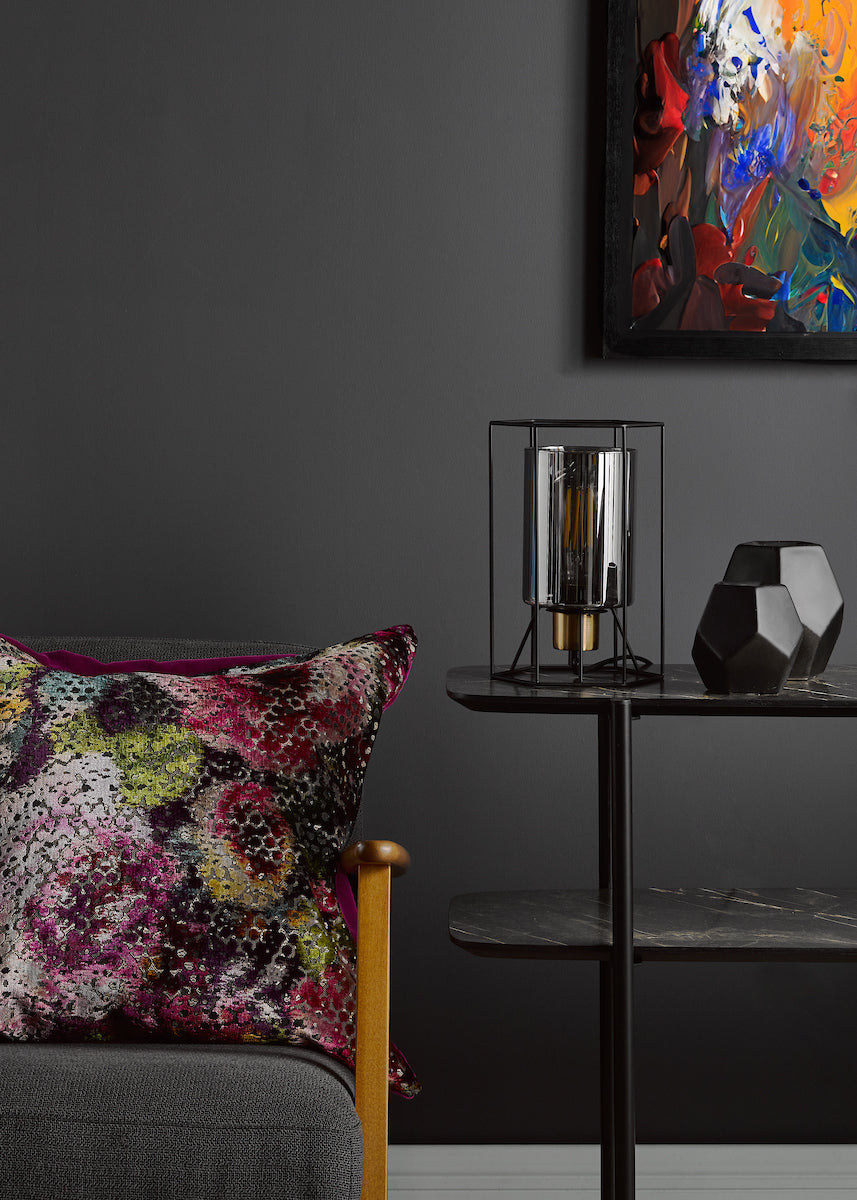 Dar Tatum Table Lamp Matt Black and Smoked Glass – from Amos Lighting + Home