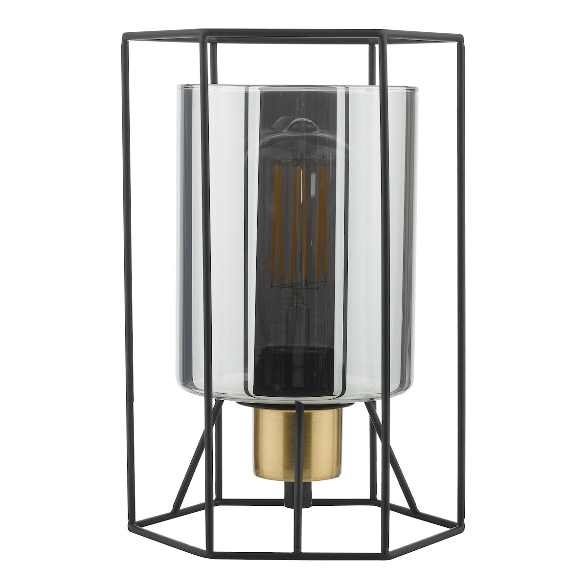 Dar Tatum Table Lamp Matt Black and Smoked Glass – from Amos Lighting + Home