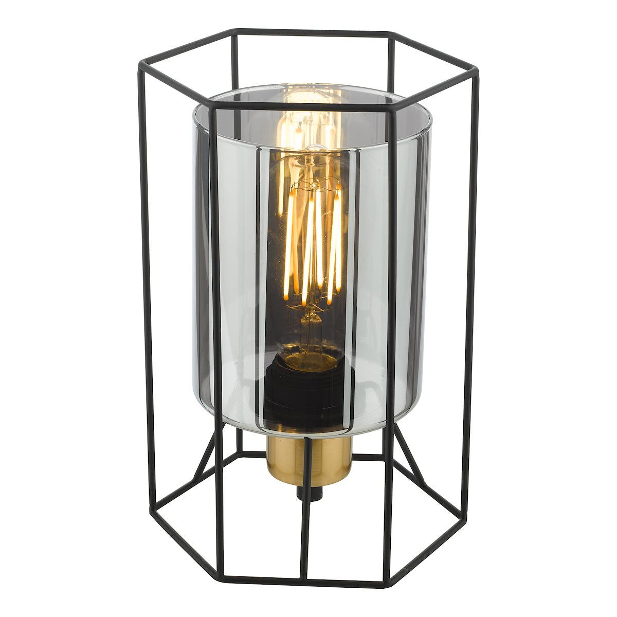 Dar Tatum Table Lamp Matt Black and Smoked Glass – from Amos Lighting + Home
