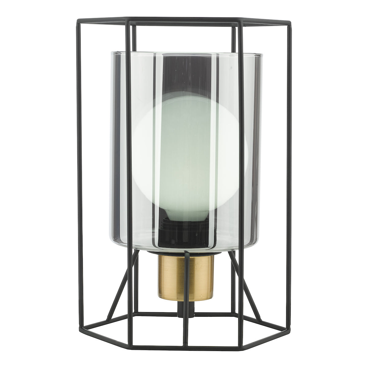 Dar Tatum Table Lamp Matt Black and Smoked Glass – from Amos Lighting + Home