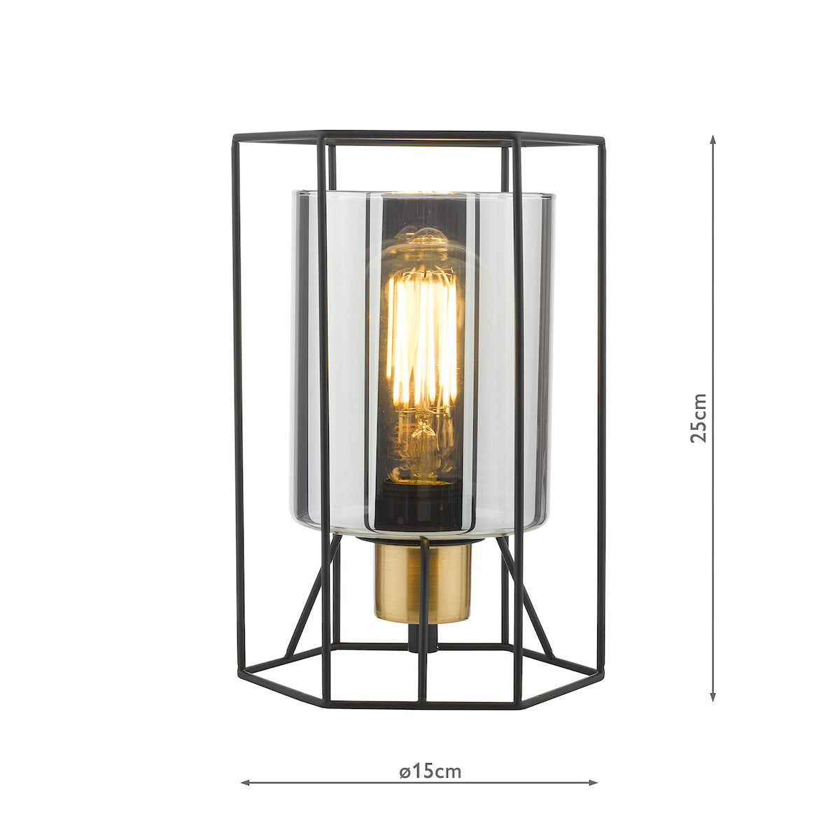 Dar Tatum Table Lamp Matt Black and Smoked Glass – from Amos Lighting + Home