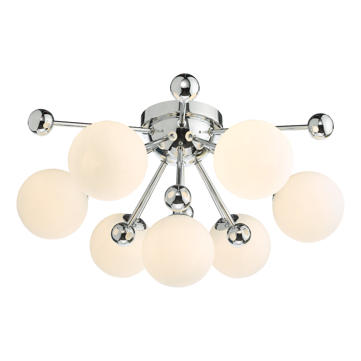 Dar Ursa 7 Light Flush Polished Chrome and Opal Glass – from Amos Lighting + Home