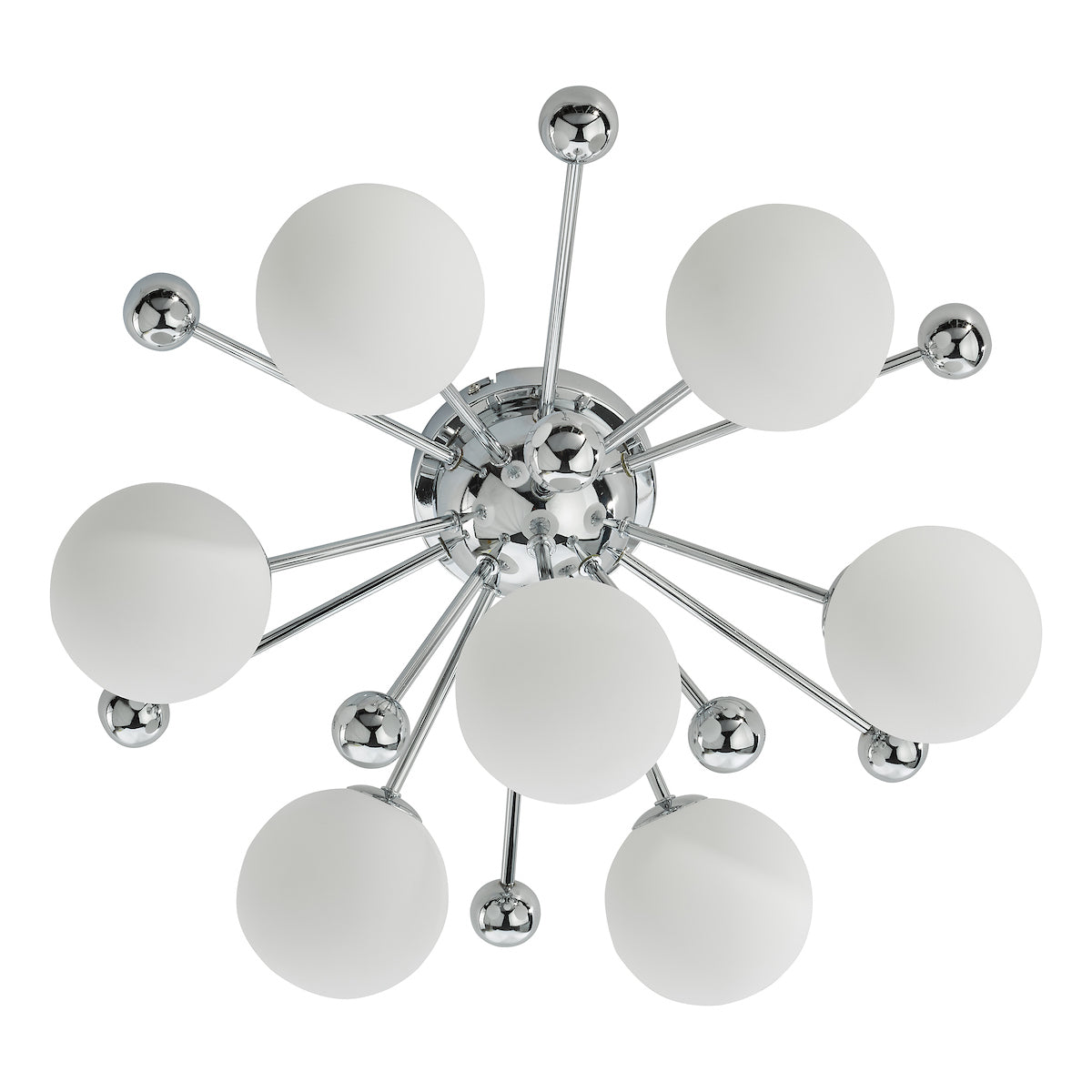 Dar Ursa 7 Light Flush Polished Chrome and Opal Glass – from Amos Lighting + Home