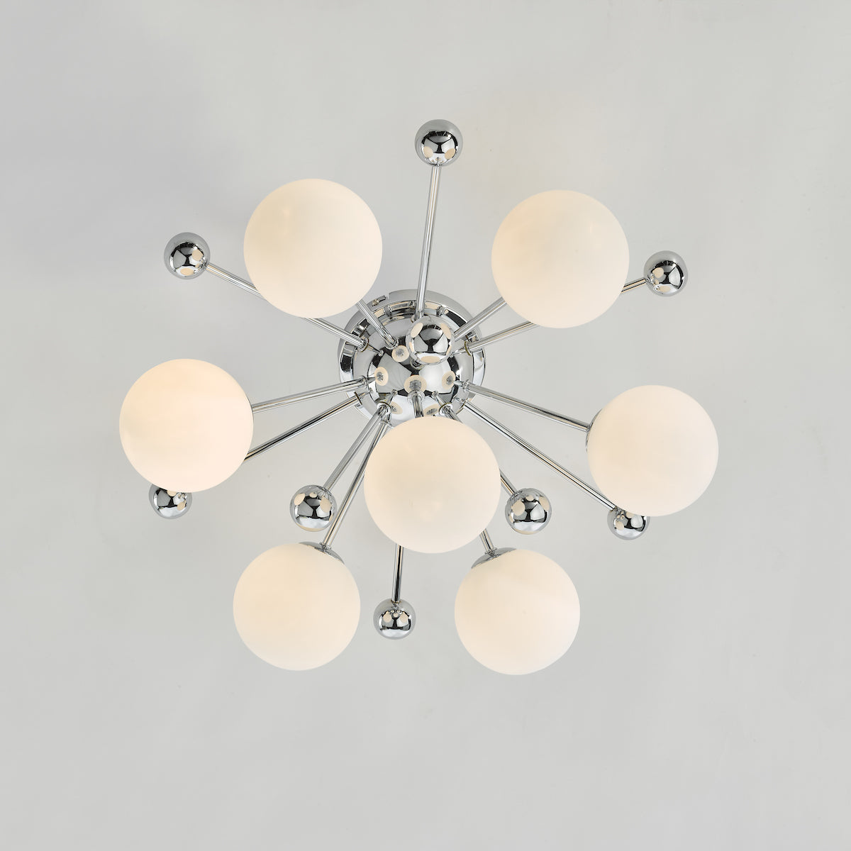 Dar Ursa 7 Light Flush Polished Chrome and Opal Glass – from Amos Lighting + Home
