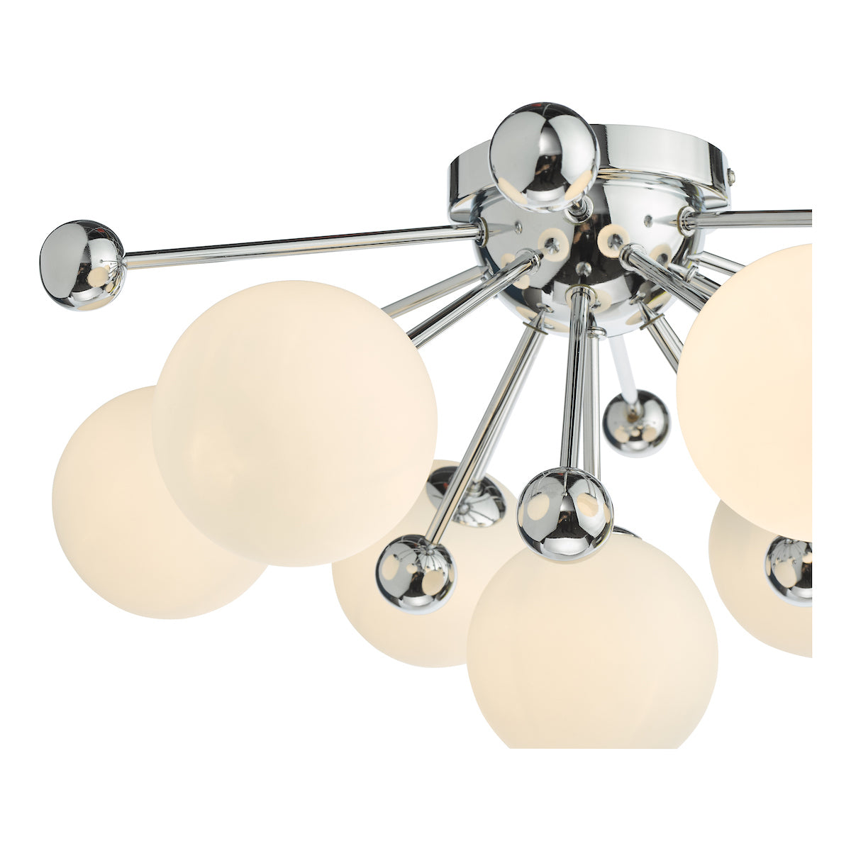 Dar Ursa 7 Light Flush Polished Chrome and Opal Glass – from Amos Lighting + Home