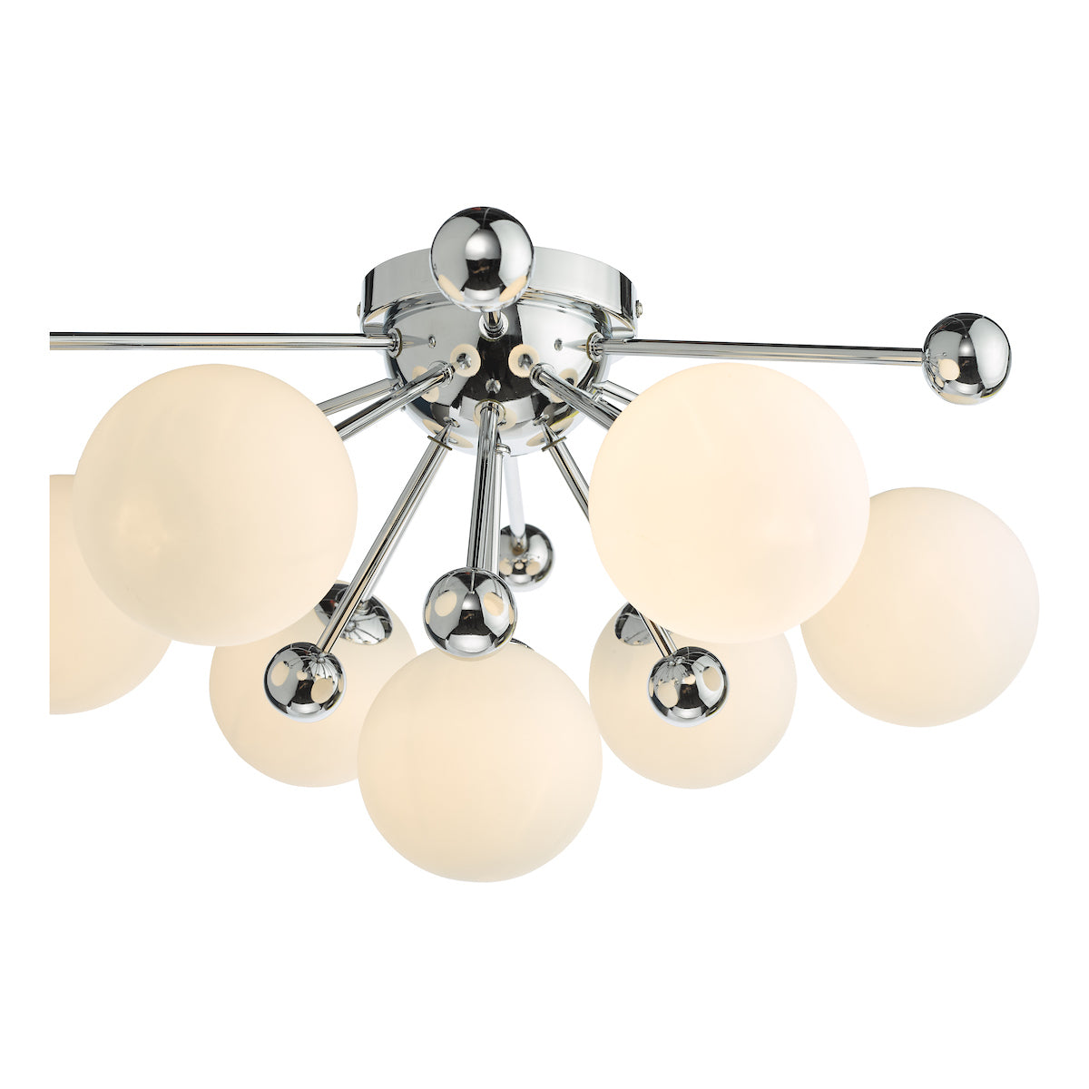 Dar Ursa 7 Light Flush Polished Chrome and Opal Glass – from Amos Lighting + Home