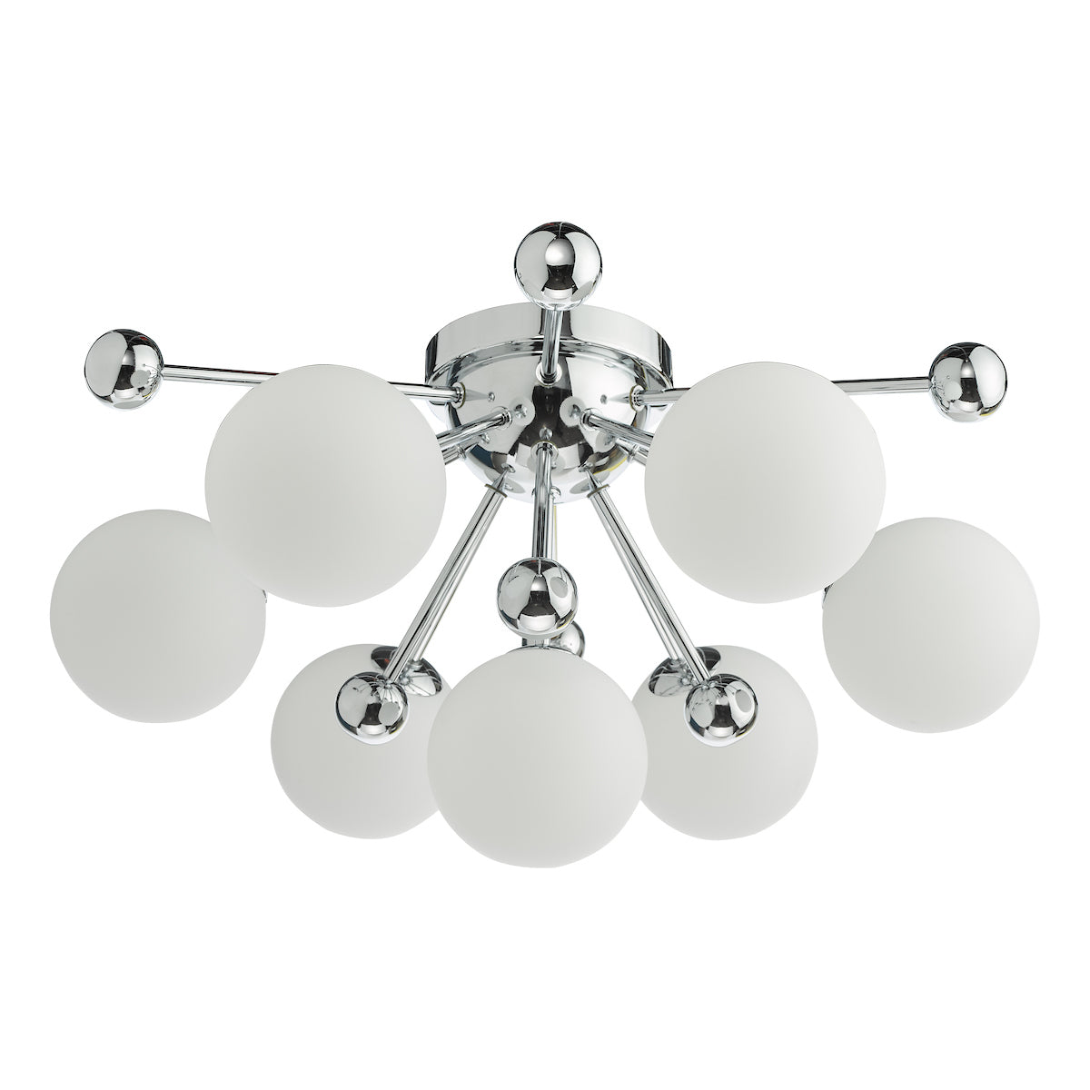 Dar Ursa 7 Light Flush Polished Chrome and Opal Glass – from Amos Lighting + Home
