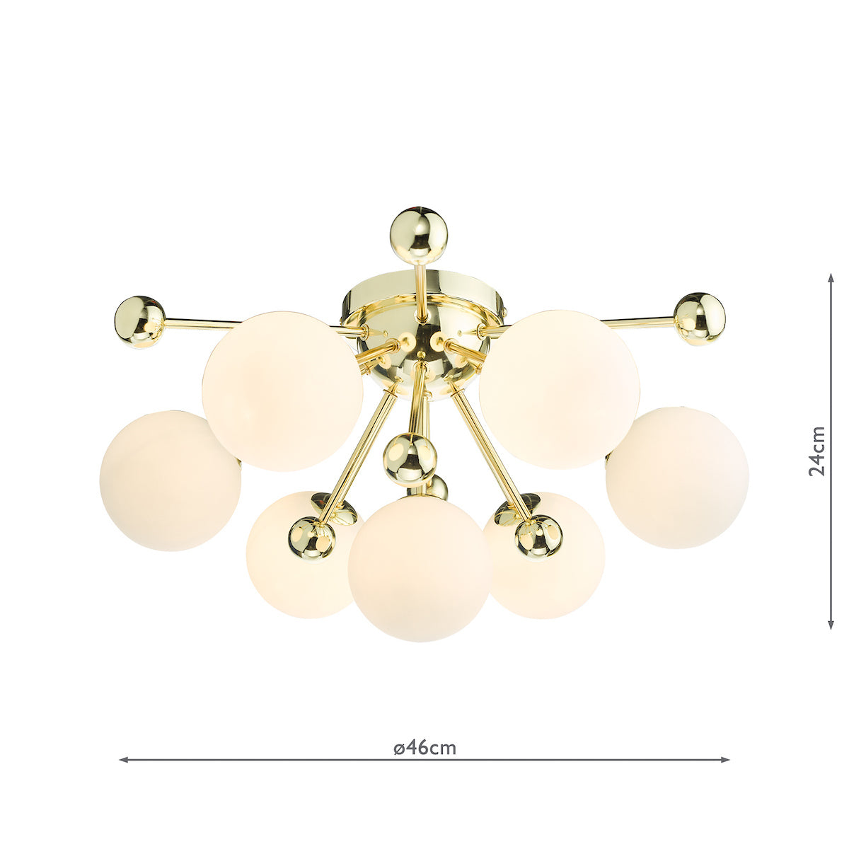 Dar Ursa 7 Light Flush Polished Gold and Opal Glass – from Amos Lighting + Home