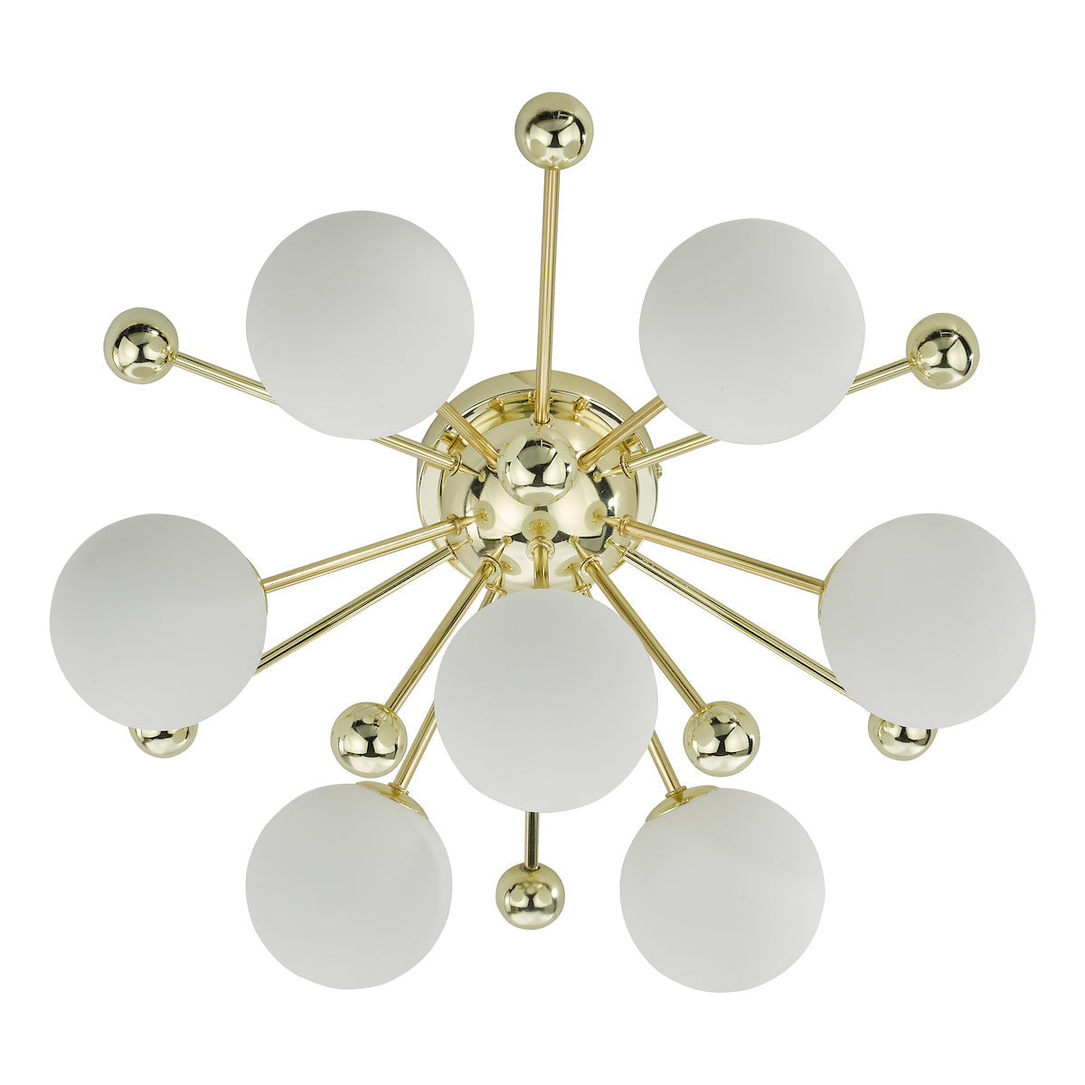 Dar Ursa 7 Light Flush Polished Gold and Opal Glass – from Amos Lighting + Home