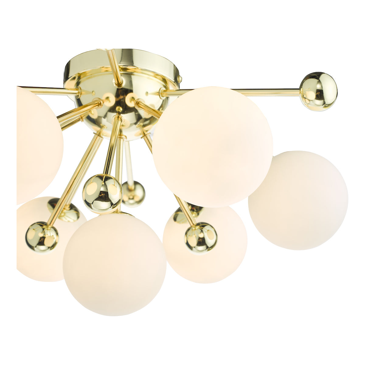 Dar Ursa 7 Light Flush Polished Gold and Opal Glass – from Amos Lighting + Home