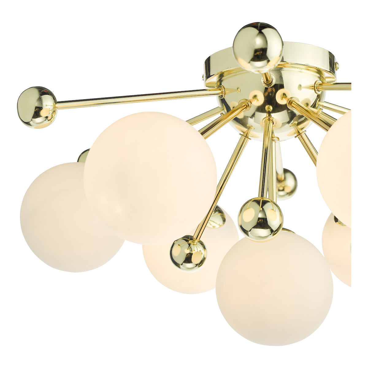 Dar Ursa 7 Light Flush Polished Gold and Opal Glass – from Amos Lighting + Home