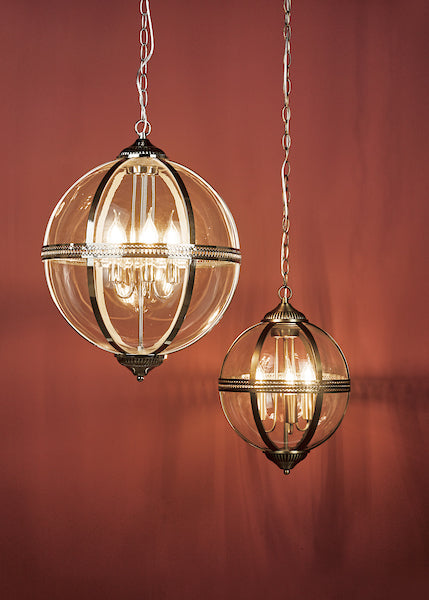 Dar Vanessa 3 Light Lantern Antique Brass & Glass – from Amos Lighting + Home