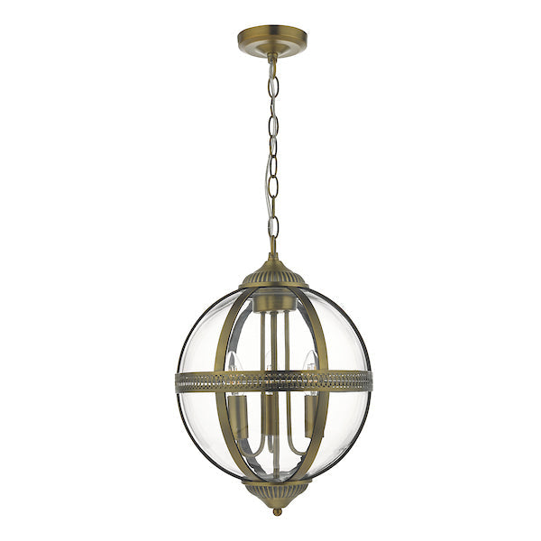 Dar Vanessa 3 Light Lantern Antique Brass & Glass – from Amos Lighting + Home