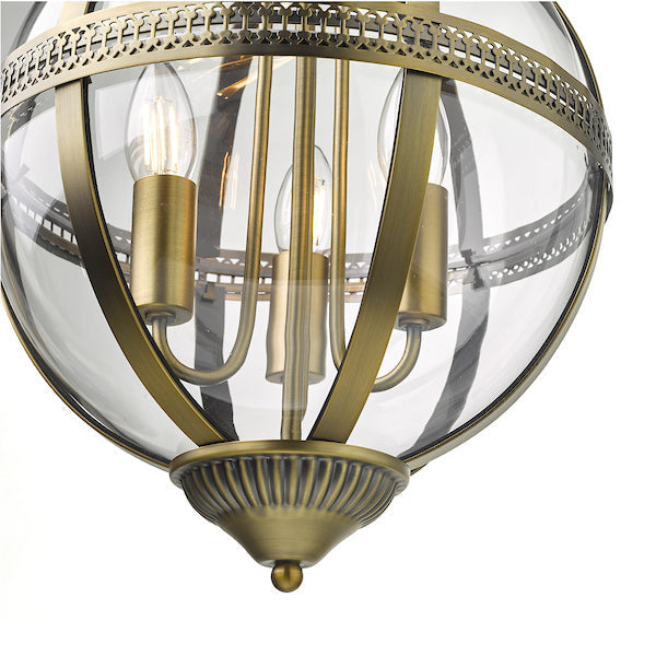 Dar Vanessa 3 Light Lantern Antique Brass & Glass – from Amos Lighting + Home