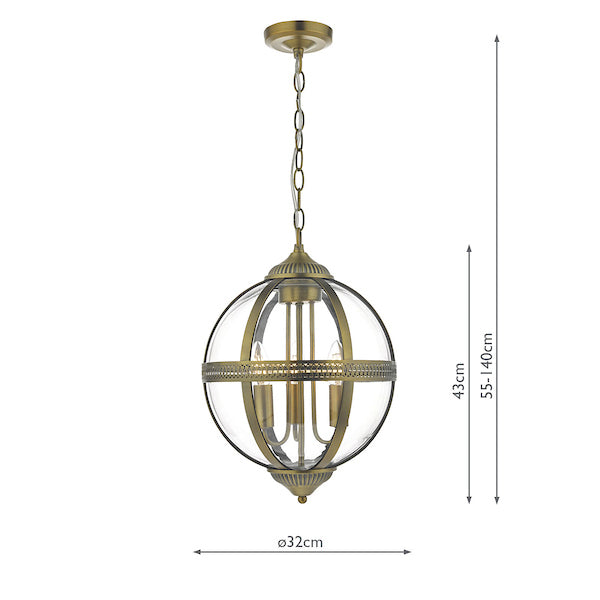 Dar Vanessa 3 Light Lantern Antique Brass & Glass – from Amos Lighting + Home