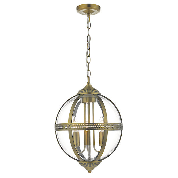 Dar Vanessa 3 Light Lantern Antique Brass & Glass – from Amos Lighting + Home