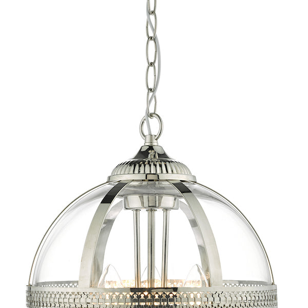 Dar Vanessa 3 Light Lantern Polished Nickel & Glass – from Amos Lighting + Home