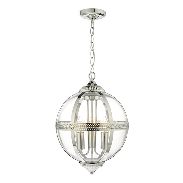 Dar Vanessa 3 Light Lantern Polished Nickel & Glass – from Amos Lighting + Home