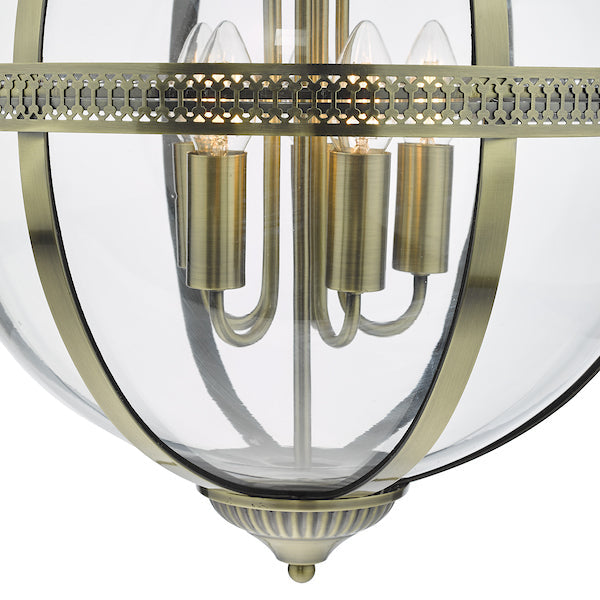 Dar Vanessa 5 Light Lantern Antique Brass & Glass – from Amos Lighting + Home
