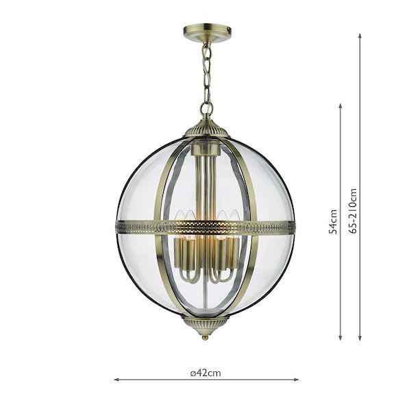 Dar Vanessa 5 Light Lantern Antique Brass & Glass – from Amos Lighting + Home