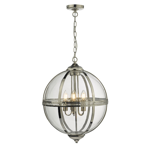 Dar Vanessa 5 Light Lantern Polished Nickel & Glass – from Amos Lighting + Home