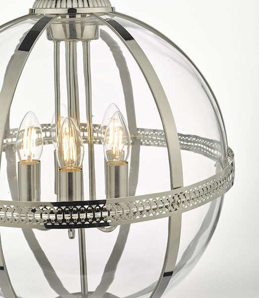 Dar Vanessa 5 Light Lantern Polished Nickel & Glass – from Amos Lighting + Home