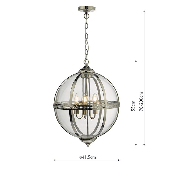 Dar Vanessa 5 Light Lantern Polished Nickel & Glass – from Amos Lighting + Home