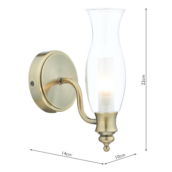 Dar Vestry 1 Light Bathroom Wall Bracket, Antique Brass IP44 – from Amos Lighting + Home