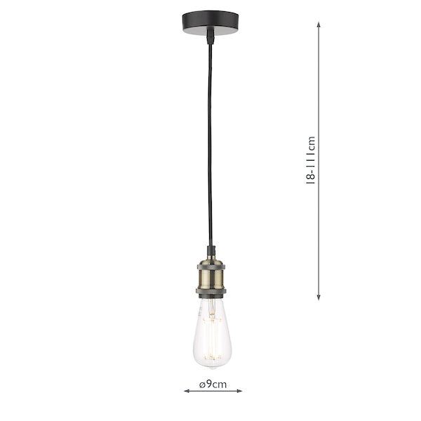 Dar Waco Single Suspension Black with Antique Brass – from Amos Lighting + Home
